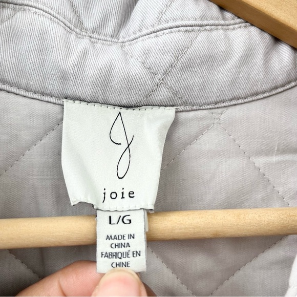 ANTHROPOLOGIE x JOIE DIAMOND QUILTED COTTON BARN JACKET LIGHT KHAKI LARGE - Picture 3 of 4